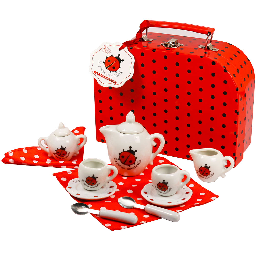 Porcelain Ladybug Tea Set in Carry Case Multi Toys